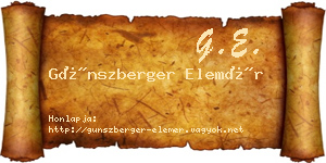 Günszberger Elemér névjegykártya